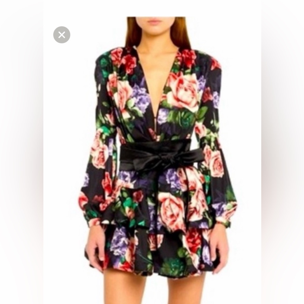 Bronx And Banco Black Floral Mini Dress